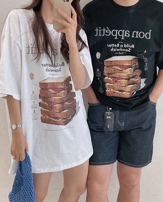[남여공용]샌드위치 오버핏 반팔 티셔츠