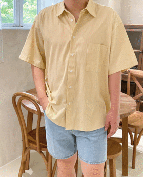 [MAN]스트라이프 오버핏 하프 셔츠(XL~4XL)